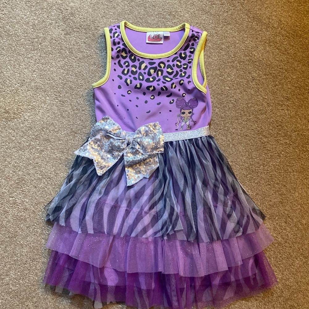 LOL size 4/5 layered dress with sequins bow